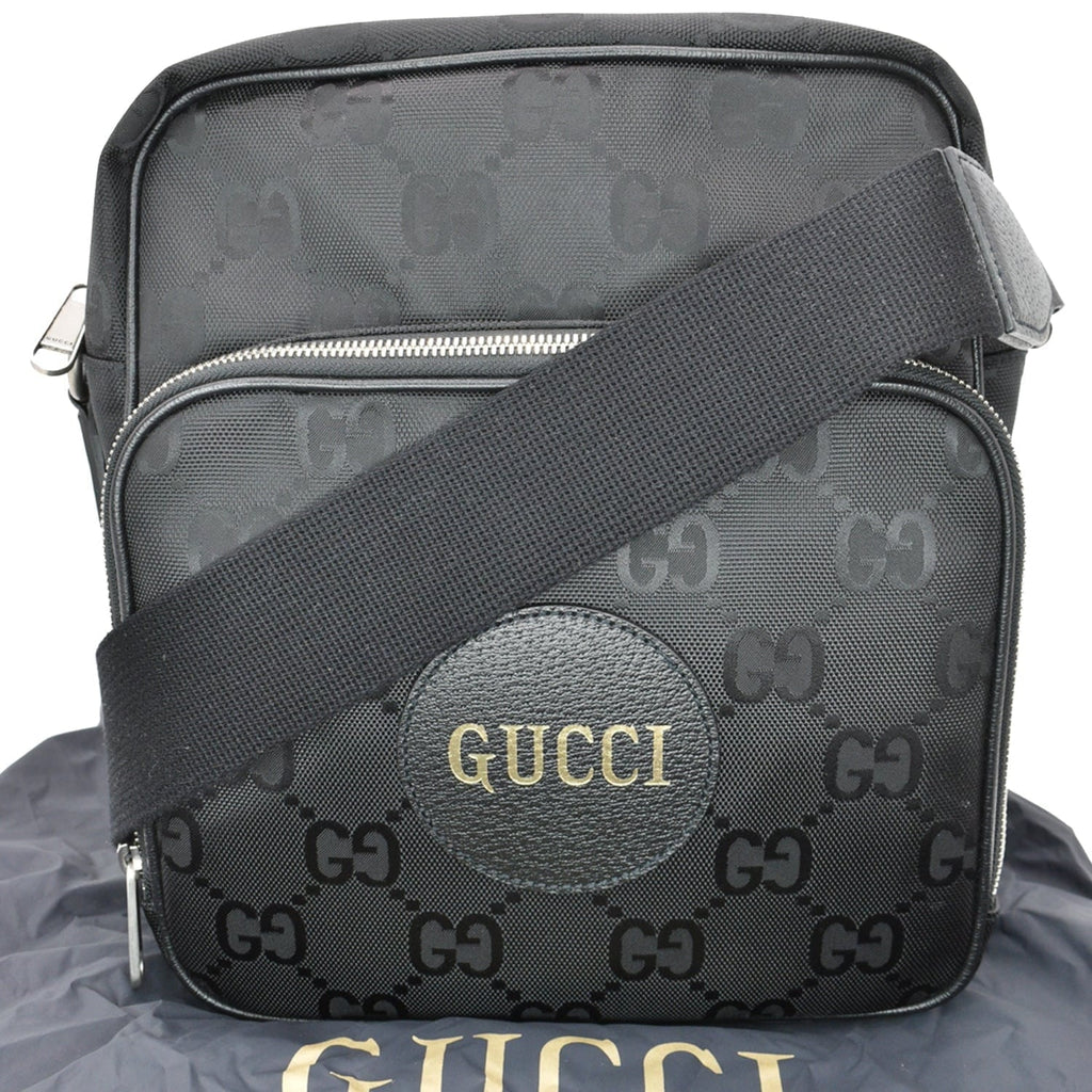 Bag Grid Nylon Monogram Off 625858 GUCCI Shoulder The Pre-owned GG Black