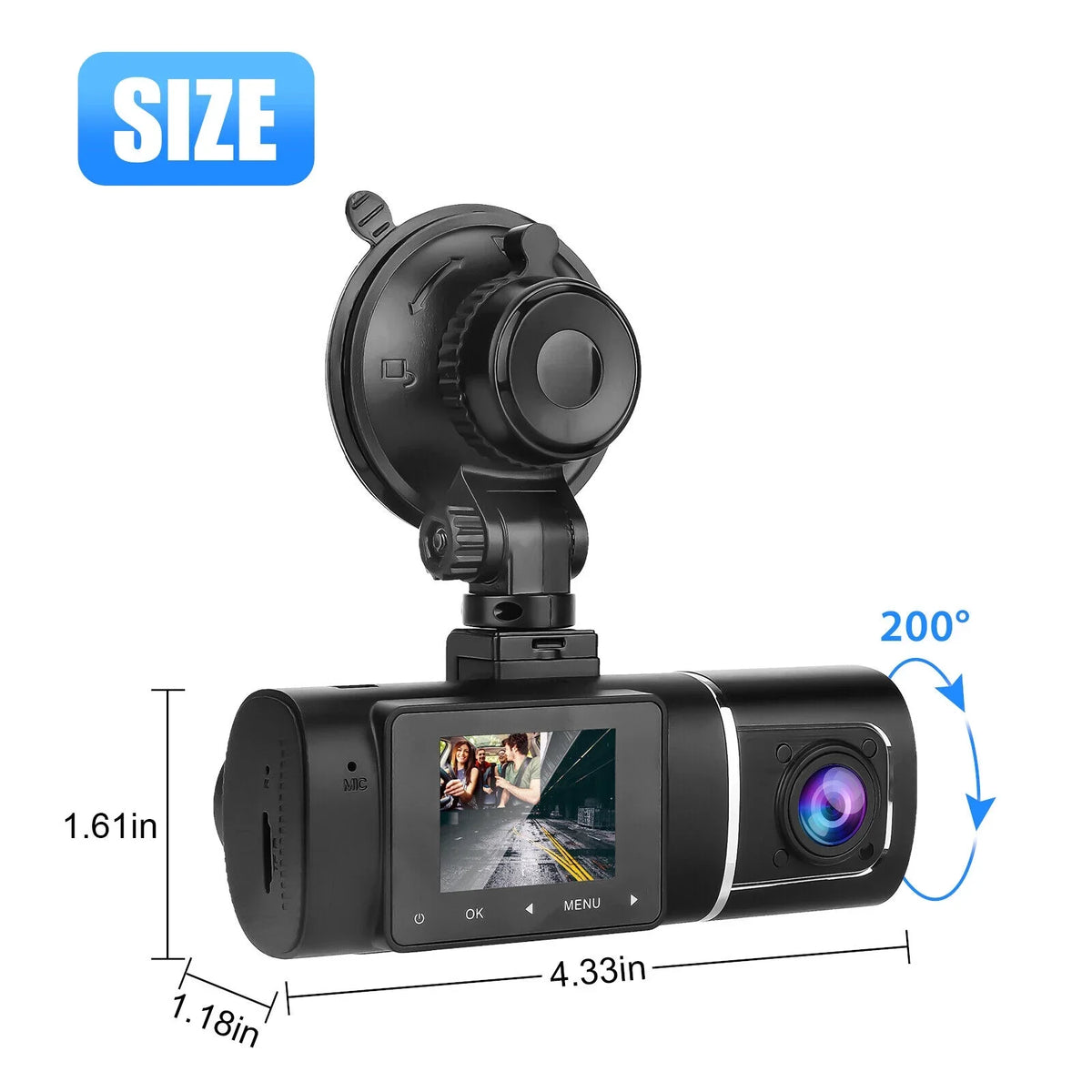 Lens Dash DVR G-Sensor 1080P Dual HD Recorder Car Camera Video Front+Inside Cam