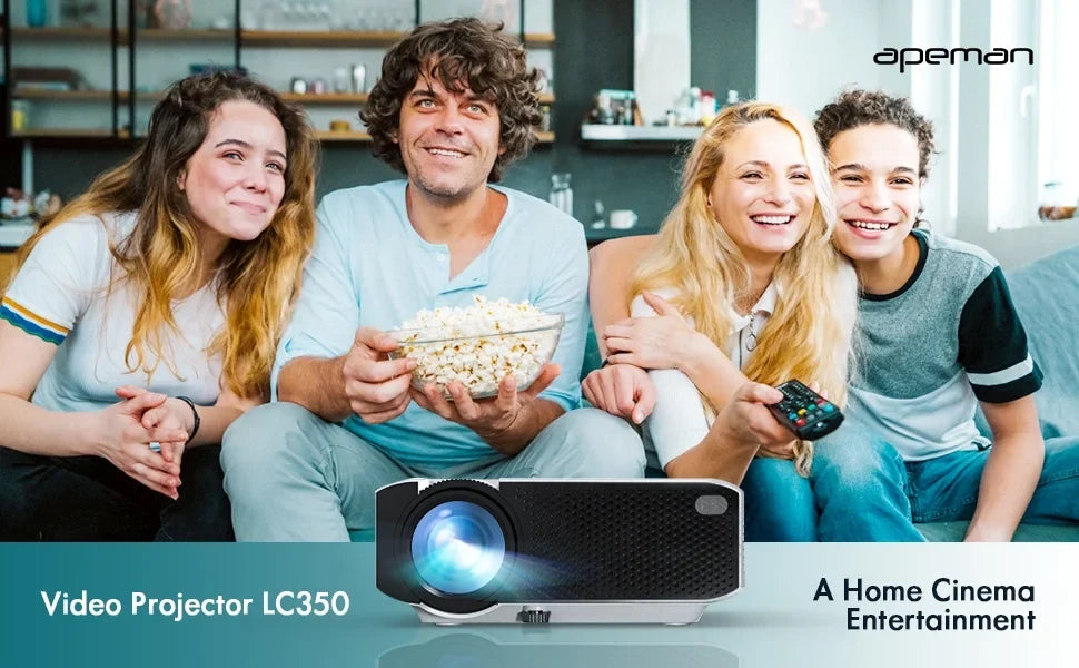 480P Projector, Theater Native Dual Support Eyes LC350 1080P Home Protection, Speakers, LCD Apeman Multiple Connection
