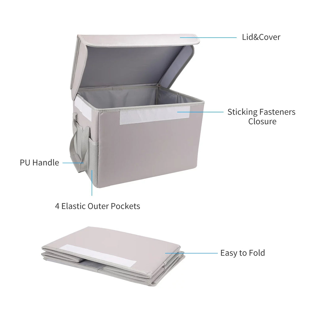 Sturdy and Car, Fireproof Home Ideal Handles for Storage Office with Lid Irfora Waterproof Box,
