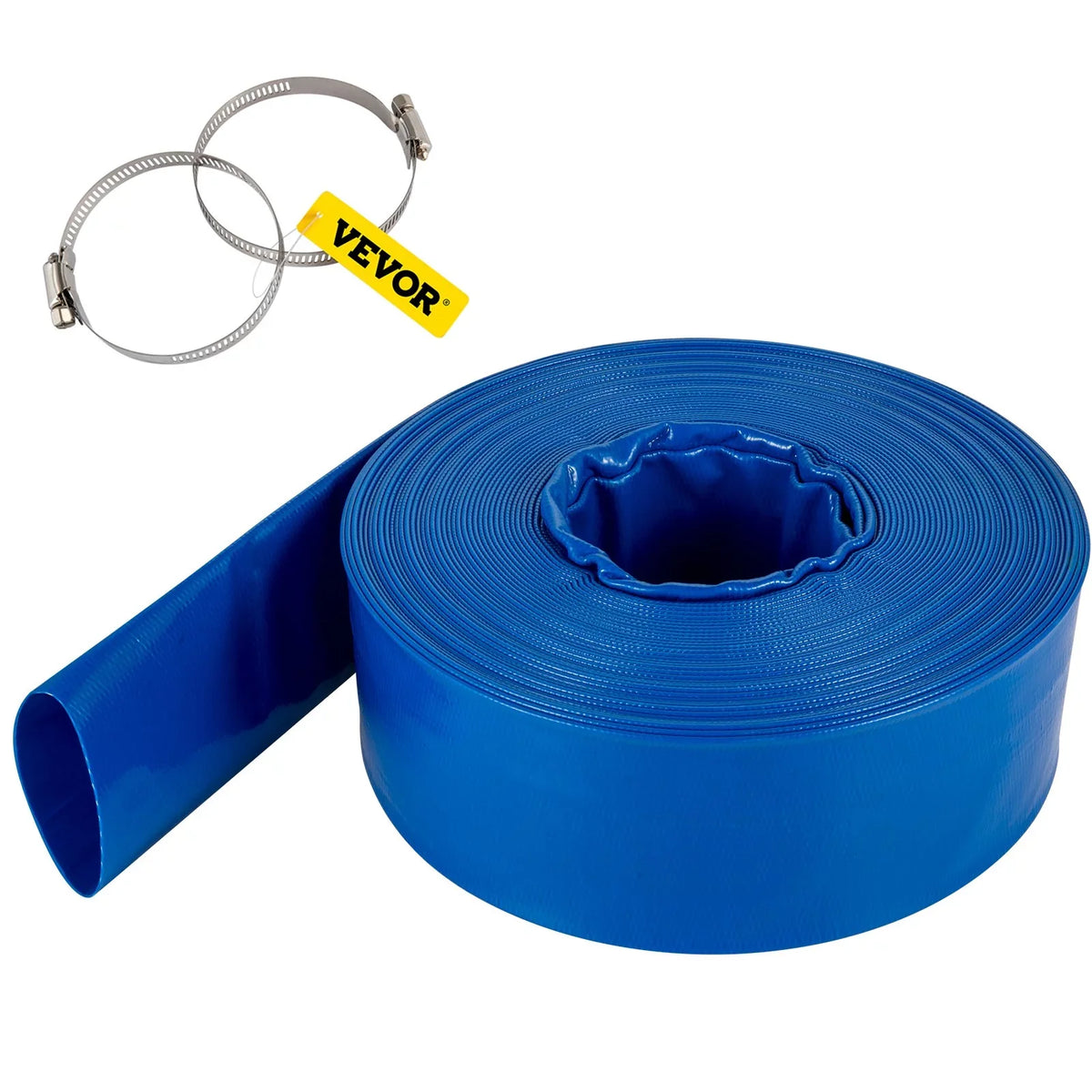 Backwash with x Water Drain & & Swimming Burst-proof, Duty 1-12" 105', Weather-proof VEVOR Flat Hose, Hose, Heavy Clamps, Fabric Pool Transfer, Hose Discharge for Ideal Lay