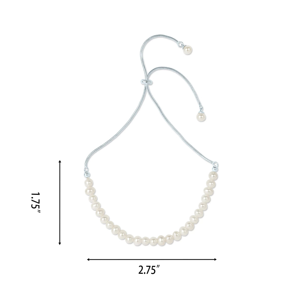 Silver Women in Adjustable Pearl Freshwater Bracelet Sterling White Cultured 925 Slider Gemistry for