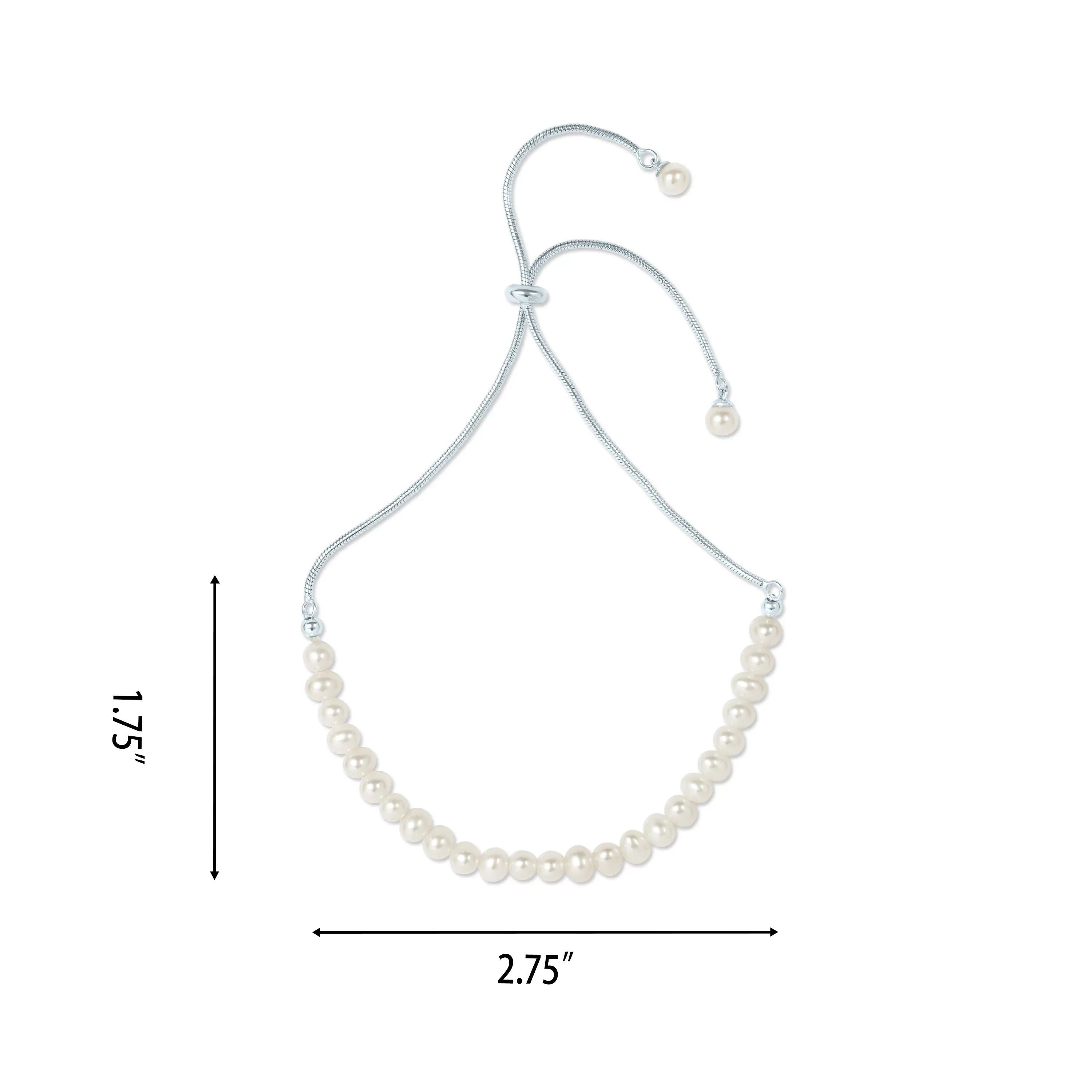 Silver Women in Adjustable Pearl Freshwater Bracelet Sterling White Cultured 925 Slider Gemistry for