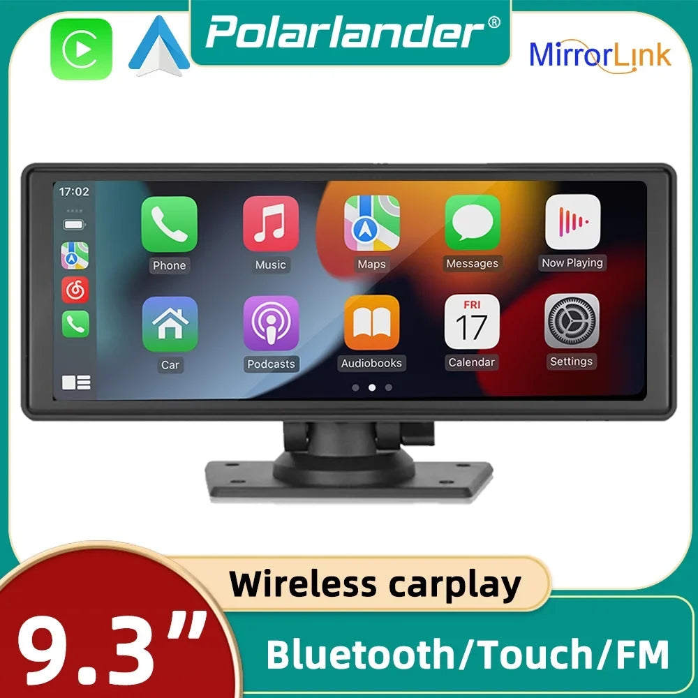 Touchscreen,Supports Front Camera, Bluetooth Stereo, Auto Backup Cam, Hands-Free Most 9.3" Dash Wireless Android Cars & IPS Carplay transportable Calling, HD Polarlander Car
