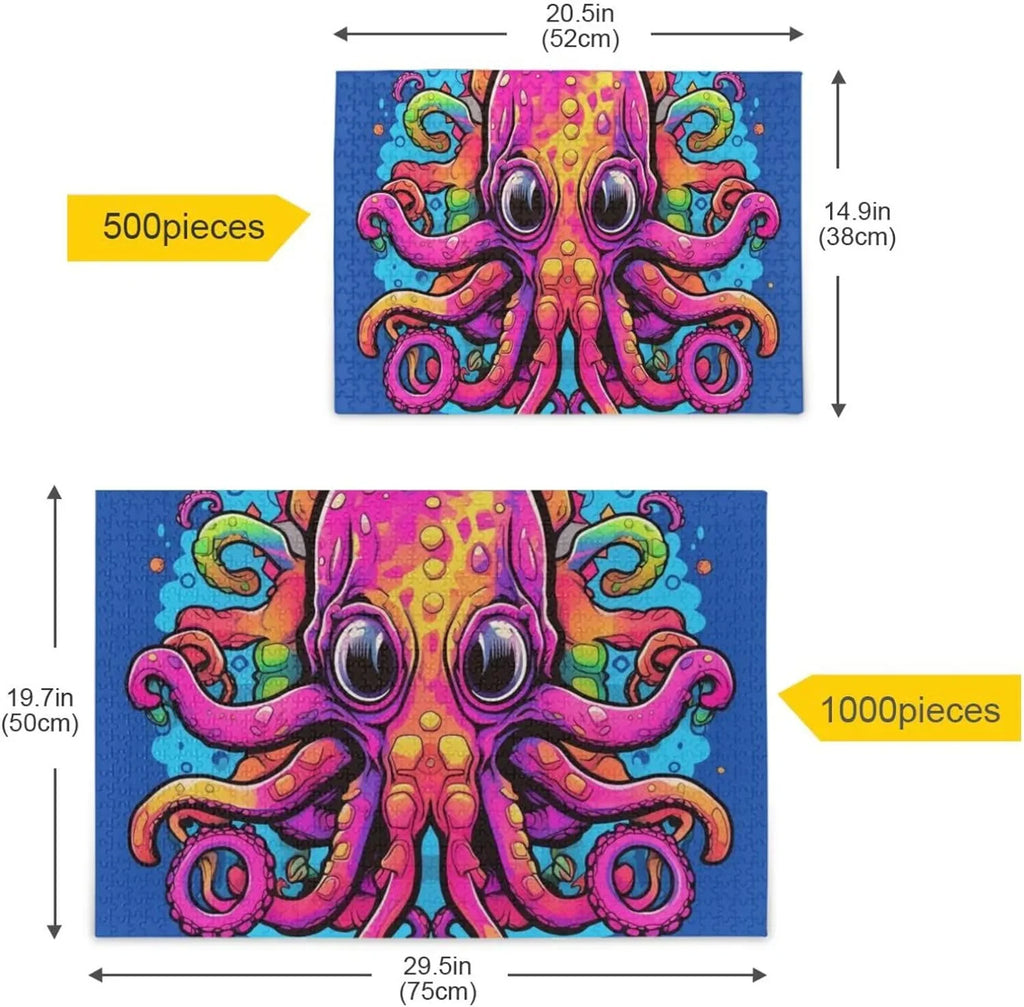 Storage Eyes Puzzle to Zigsaw Easy Big 1000 Bag Reference Picture Solve with and Pieces, Jigsaw Octopus