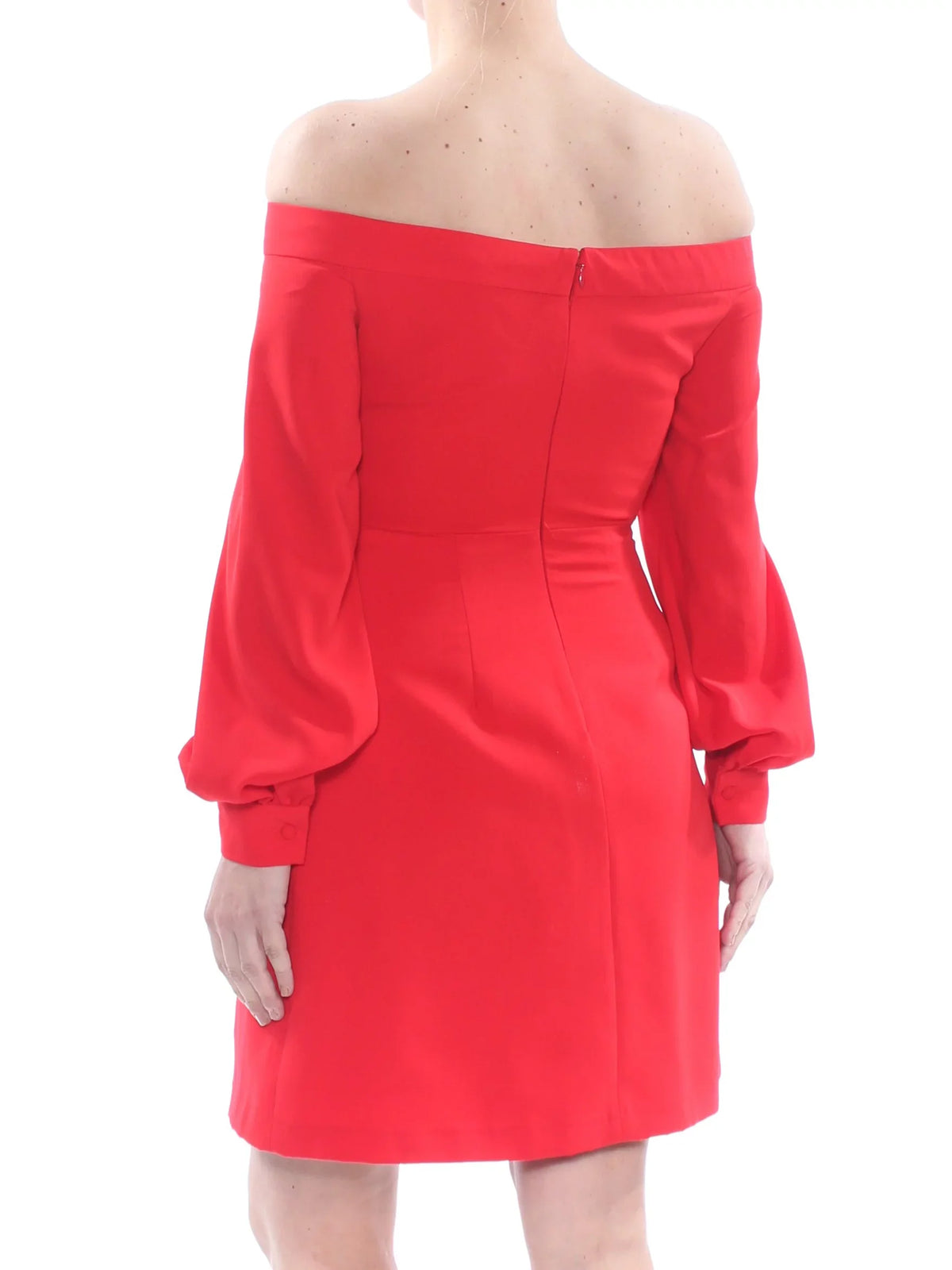 JILL Party STUART Dress Red 2 Long Off Womens The Shoulder Knee Sleeve A-Line Above