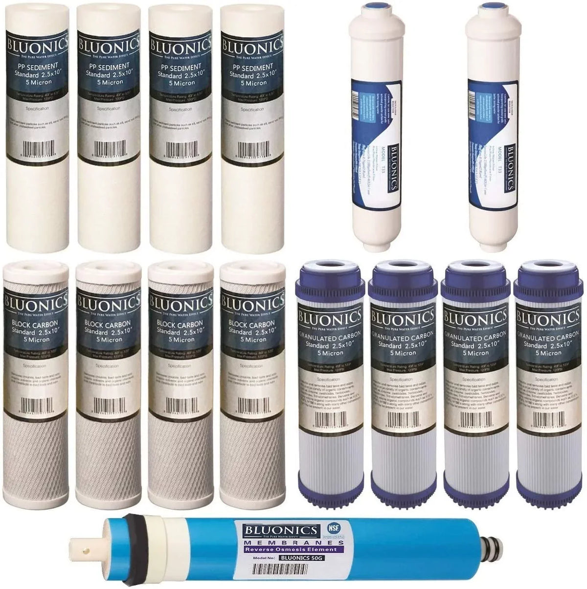 w/ (15 RO Osmosis Cartridges Filter GPD pcs) Set Replacement 50 Membrane Reverse