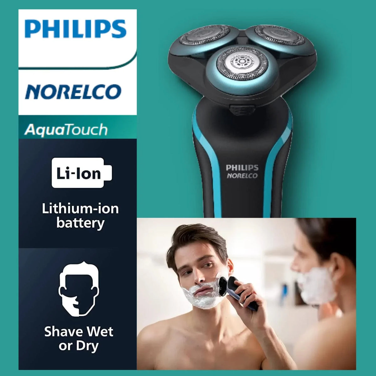 Philips Dry Series Norelco 5000 Wet Rechargeable Men Shaver Cordless Trimmer for Beard Electric