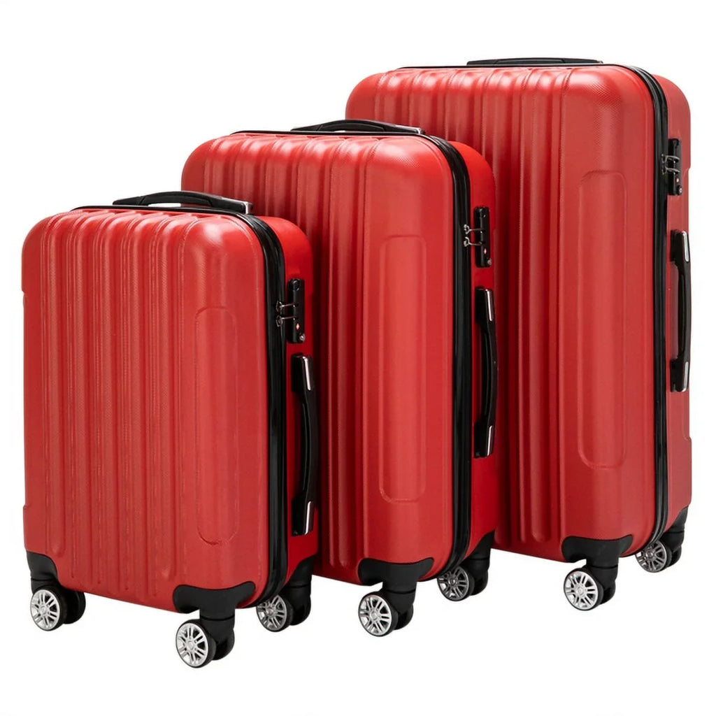 Set 3-in-1 Capacity Suitcase Red Luggage Traveling Large Multifunctional Storage