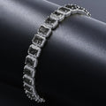 Simulated Solitaire Gold Ladies Diamonds 10mm Onyx Inch Bracelet Finish White / Black Mens 8.5 14K