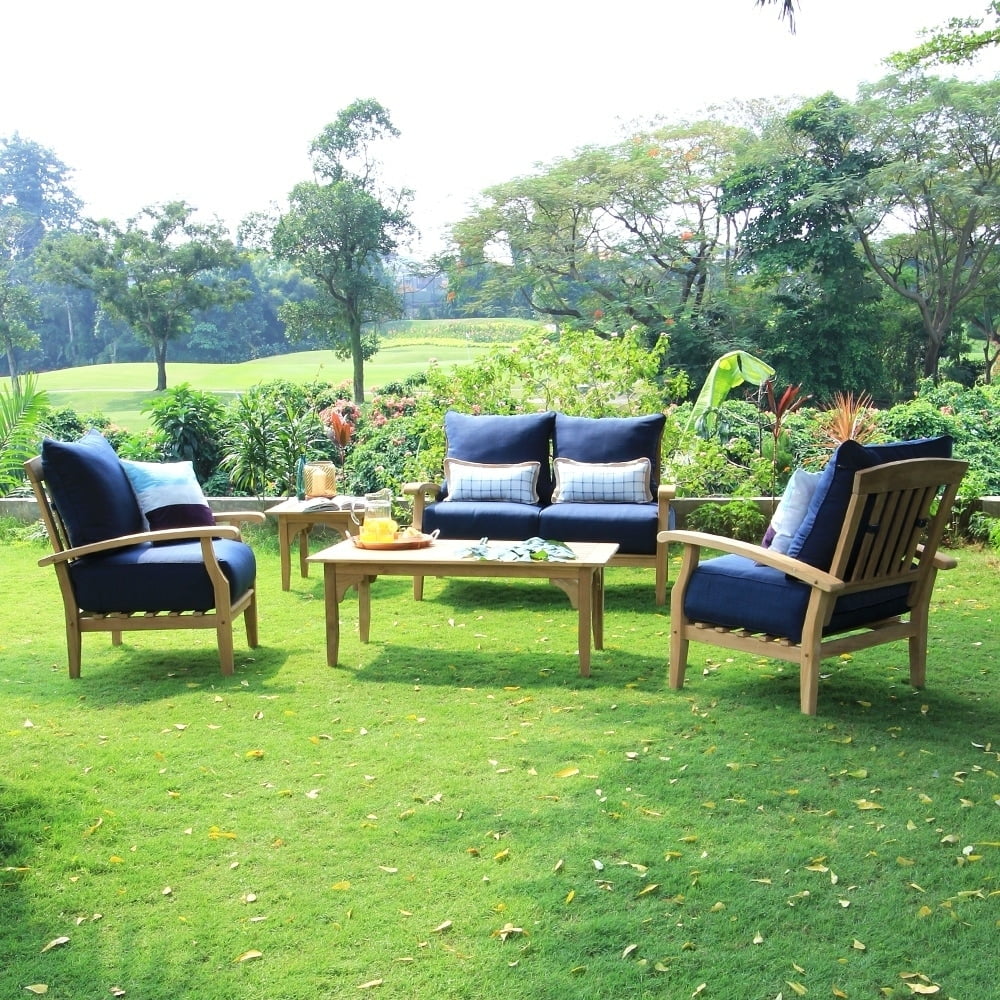 Cushion Cambridge Patio Casual Cushion Teak Plantation Loveseat Teak/Beige Leon with