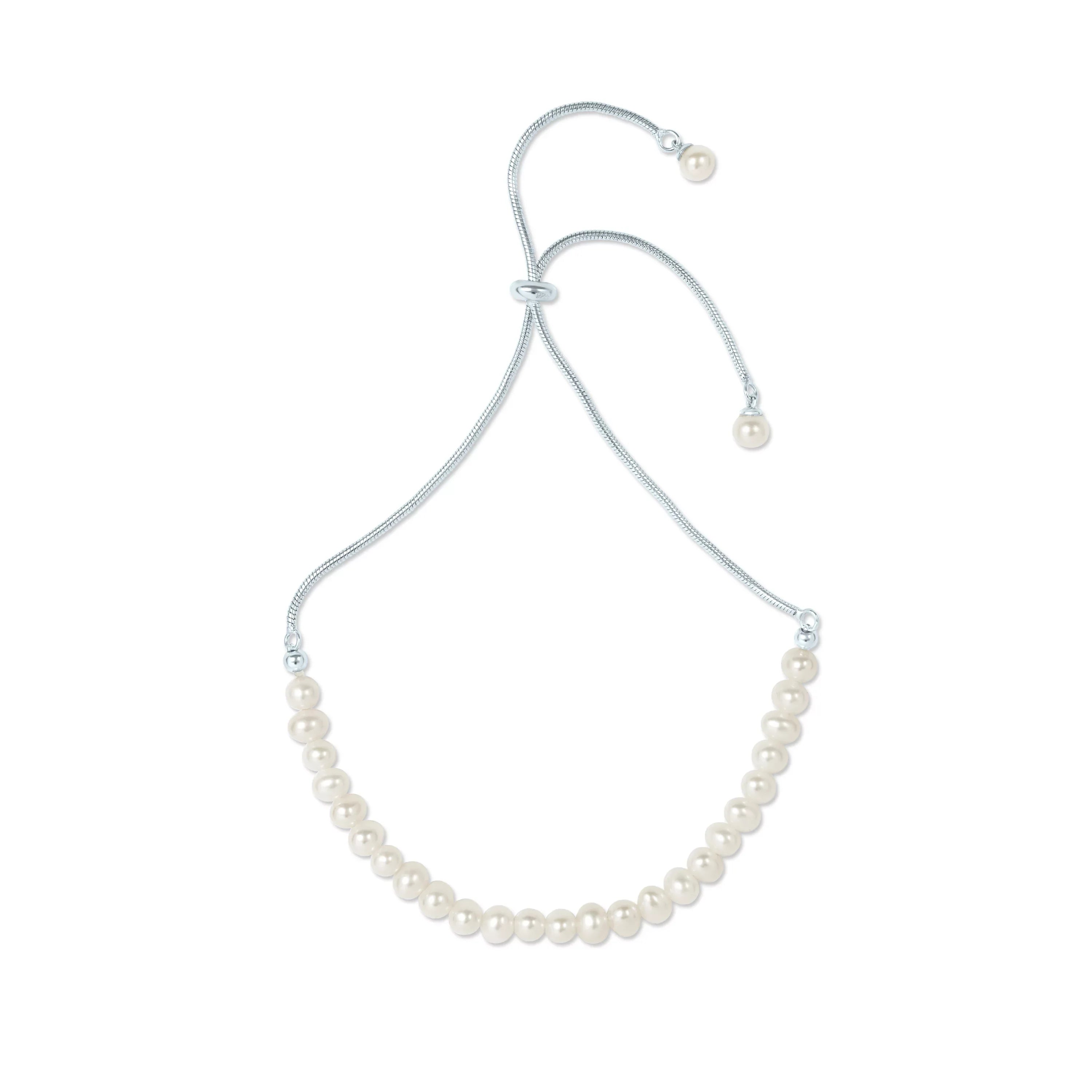 Silver Women in Adjustable Pearl Freshwater Bracelet Sterling White Cultured 925 Slider Gemistry for