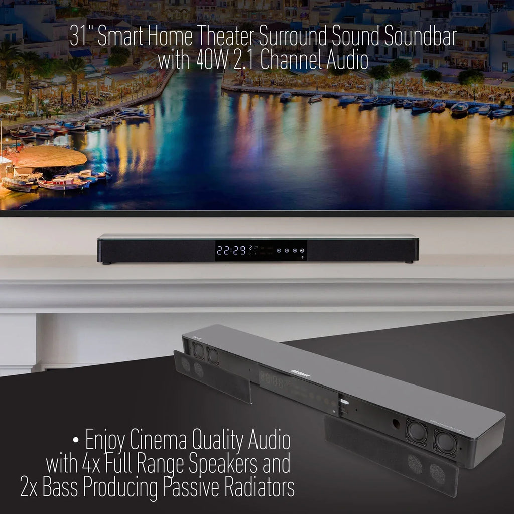Soundbar Theater Sound (OPEN - 2.1 Audio Surround Gear Wireless 31" (PA30W) Deco BOX) Home Bluetooth CH NFC