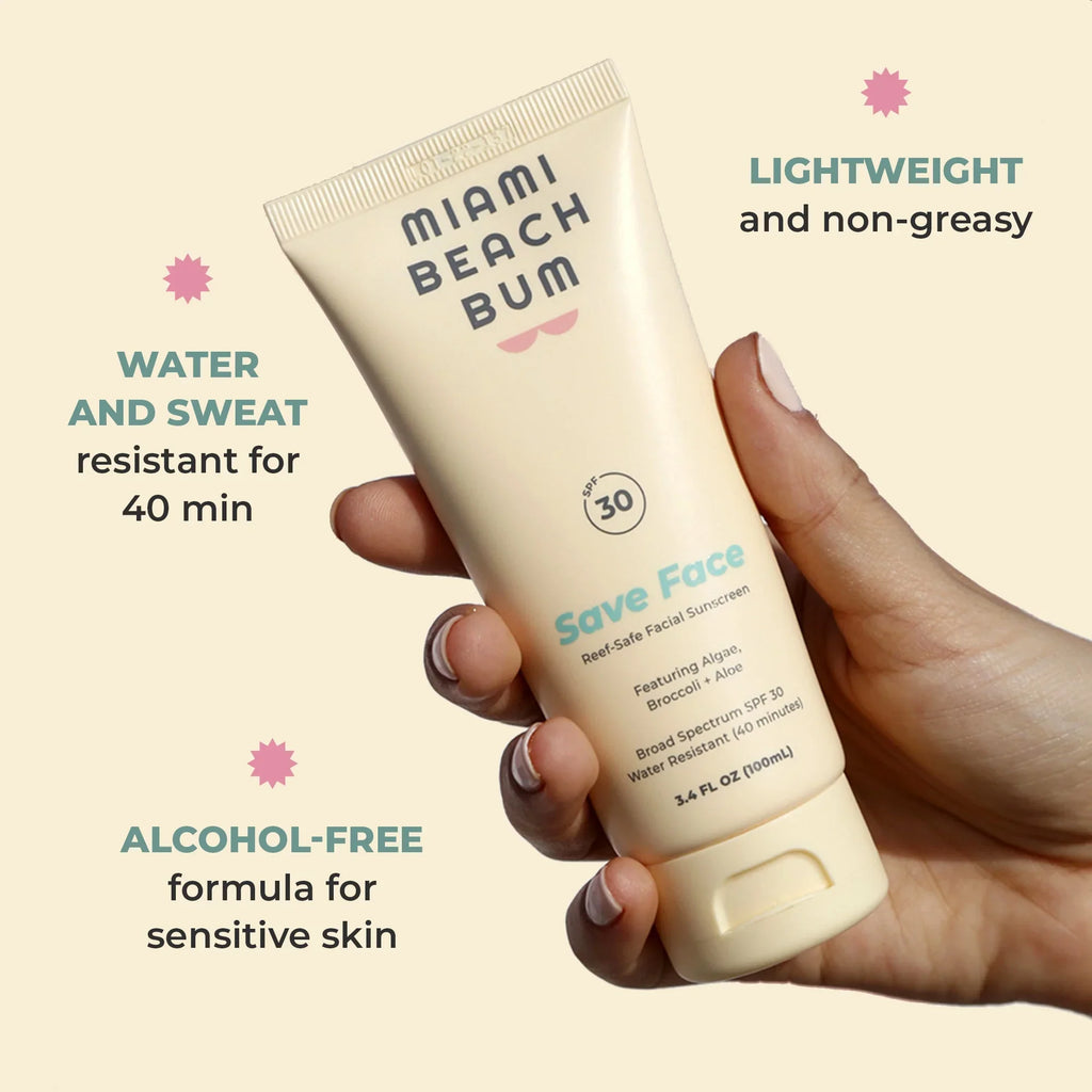 Min Water Face Fragrance-free, Broccoli Reef-Safe Resistant Beach 3.4oz Bum SPF30/ Miami Mineral 40 Cream,