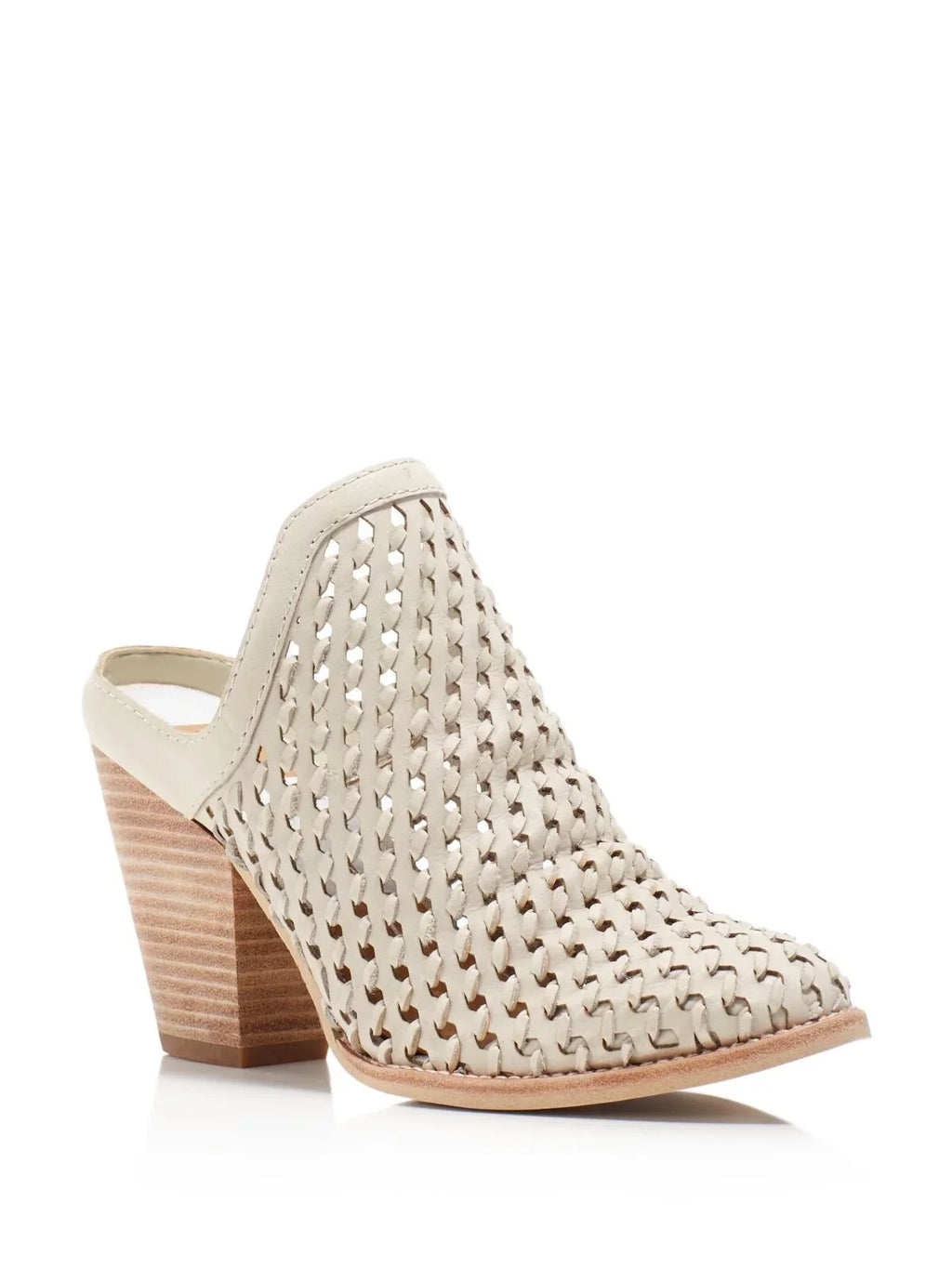 Heel Woven Mules Womens 9 On Heeled Slip Shoes Hudson Leather Block Ivory Padded Almond VITA DOLCE Toe