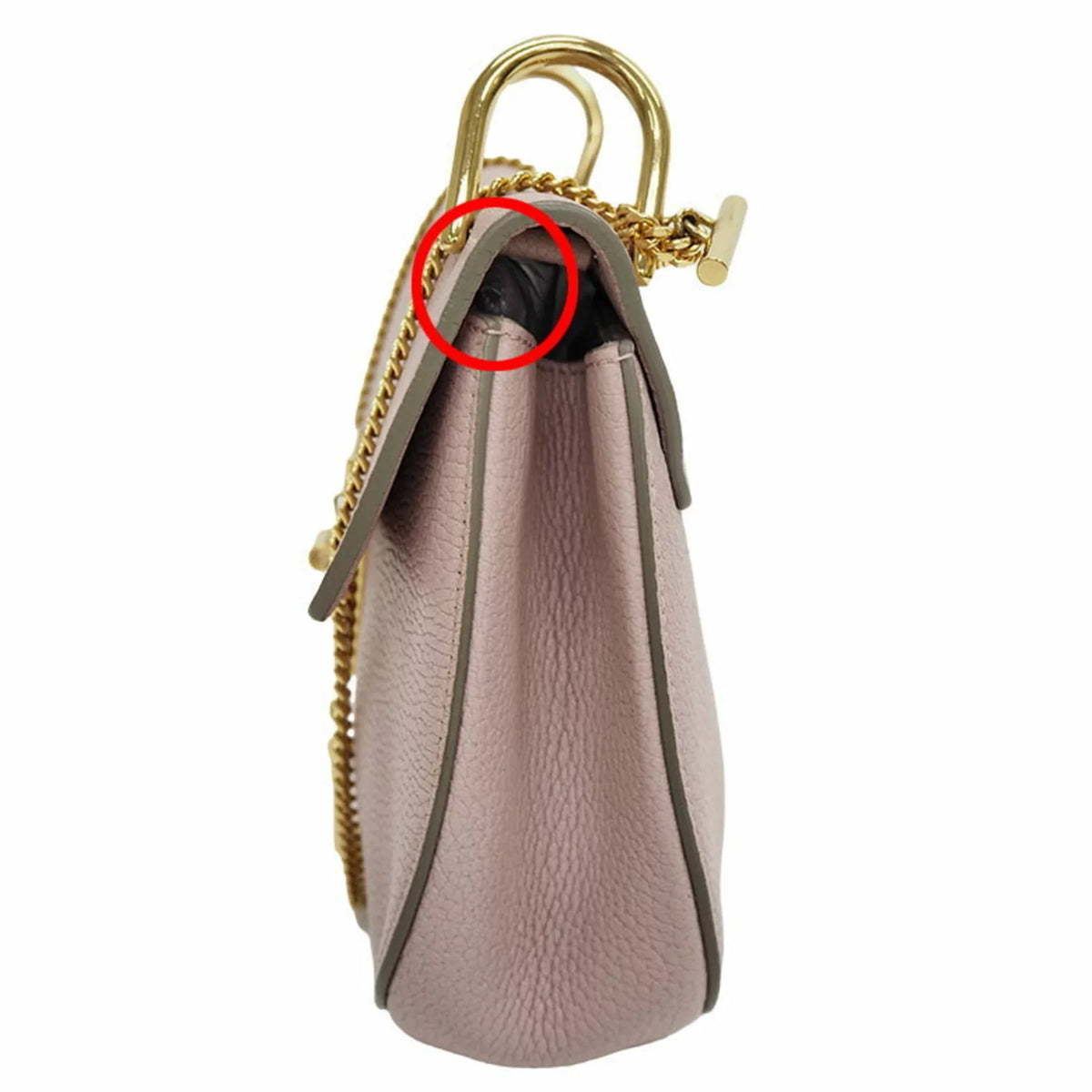Chloé 3S1031-9 Bag Pre-Owned Ladies (Good) Pink Shoulder Chain Leather Drew Chloe