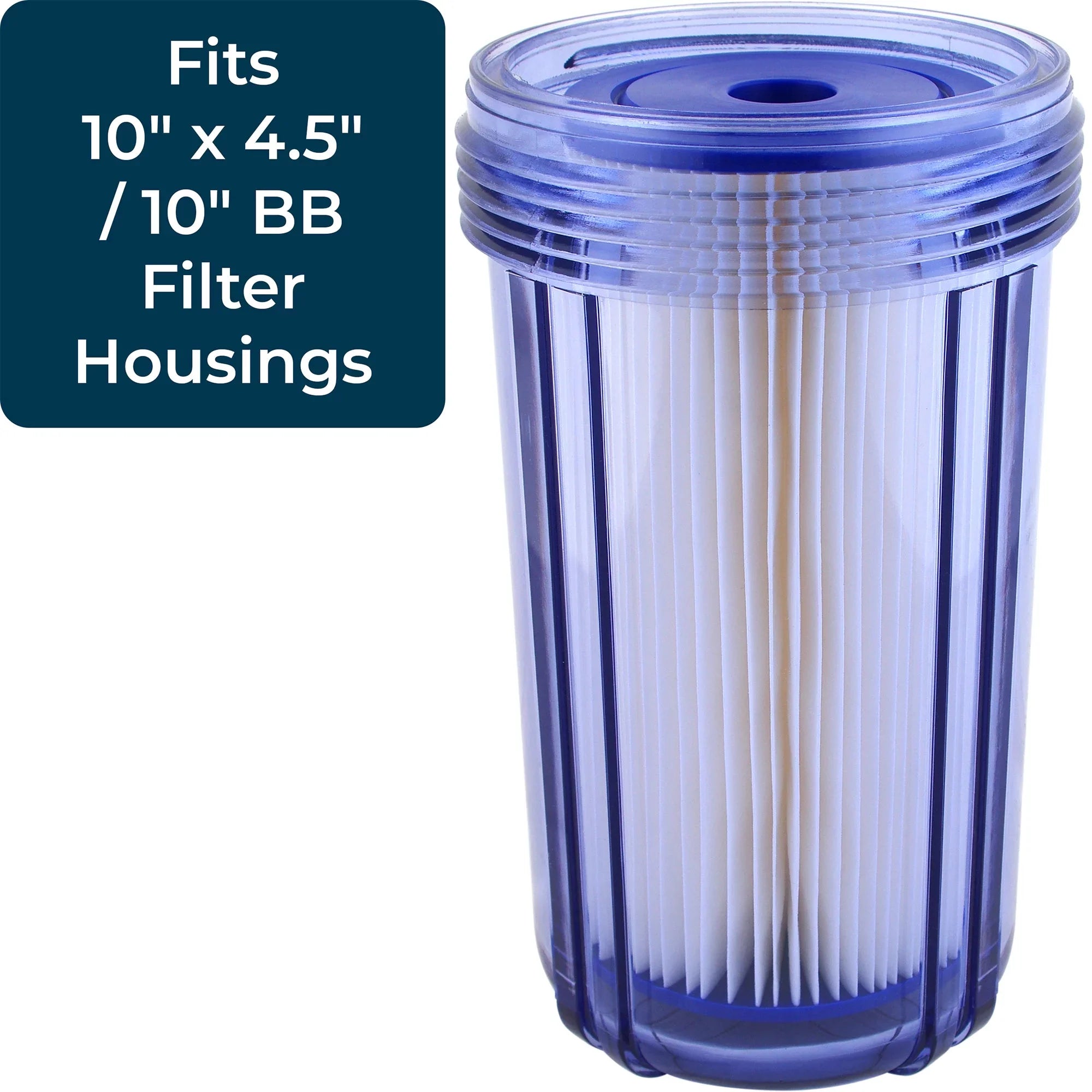 x Pack) 4.5" Filter Micron 10 Pleated 30 Polyester SpiroPure (8 Cartridge,
