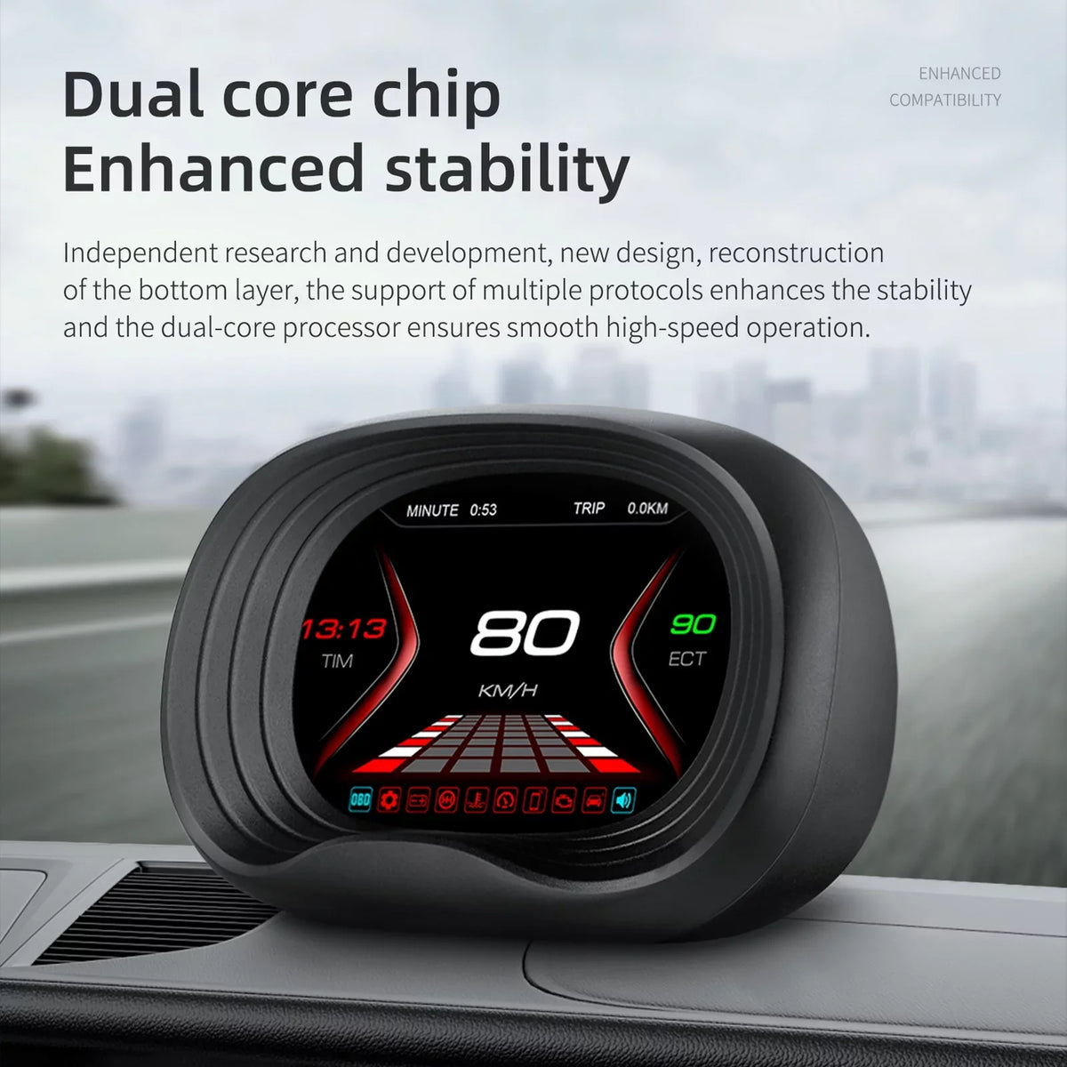 Up Display OBDII Speed OBD Speedometer Clock Head Single Mileage Car Nebublu Interface, Head Voltage Display with Display, Digital