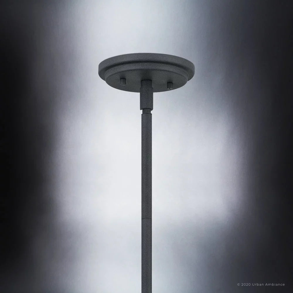 Style Design, Indoor Farmhouse and Transitional UQL4290 Black Clear Elements, with Sand Seeded Glass, 14.75''H x Finish Pendant, Luxury Modern 13.00''W, Casual
