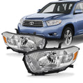 2009 Fits - [Halogen Toyota 2008 Left+Right Pair highlander Type] Headlights 2010 Replacement AKKON Chrome