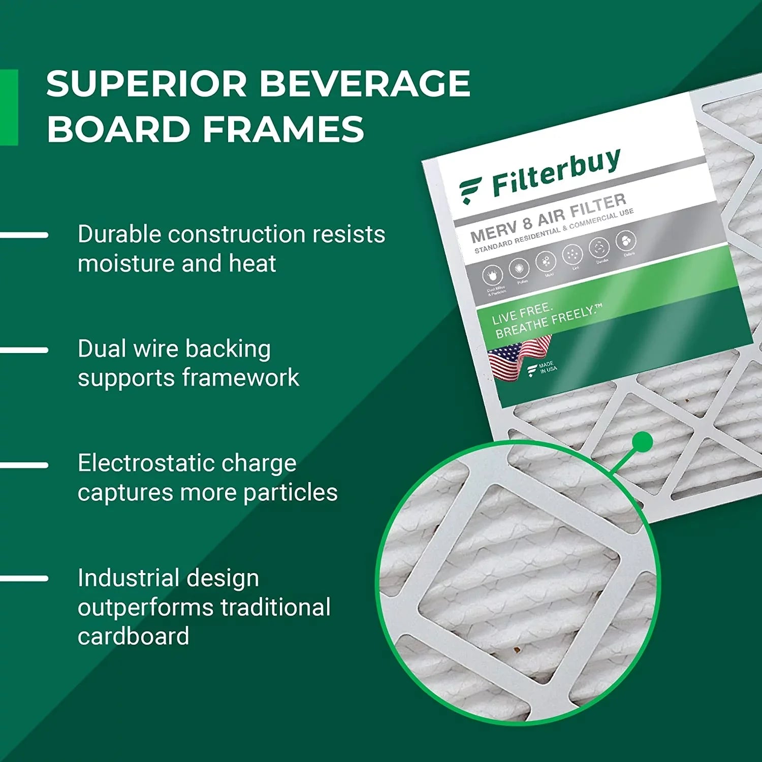 (2-Pack) Furnace AC HVAC Filterbuy atmospheric MERV 8 Filters 20x24x2 Pleated