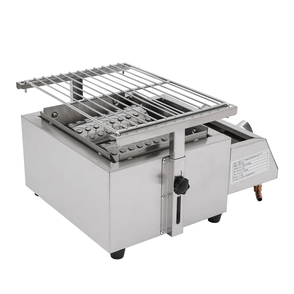 Steel LPG Grill Barbeque Stainless Gas Grill, Sliver 2-Burner for Outdoor Countertop