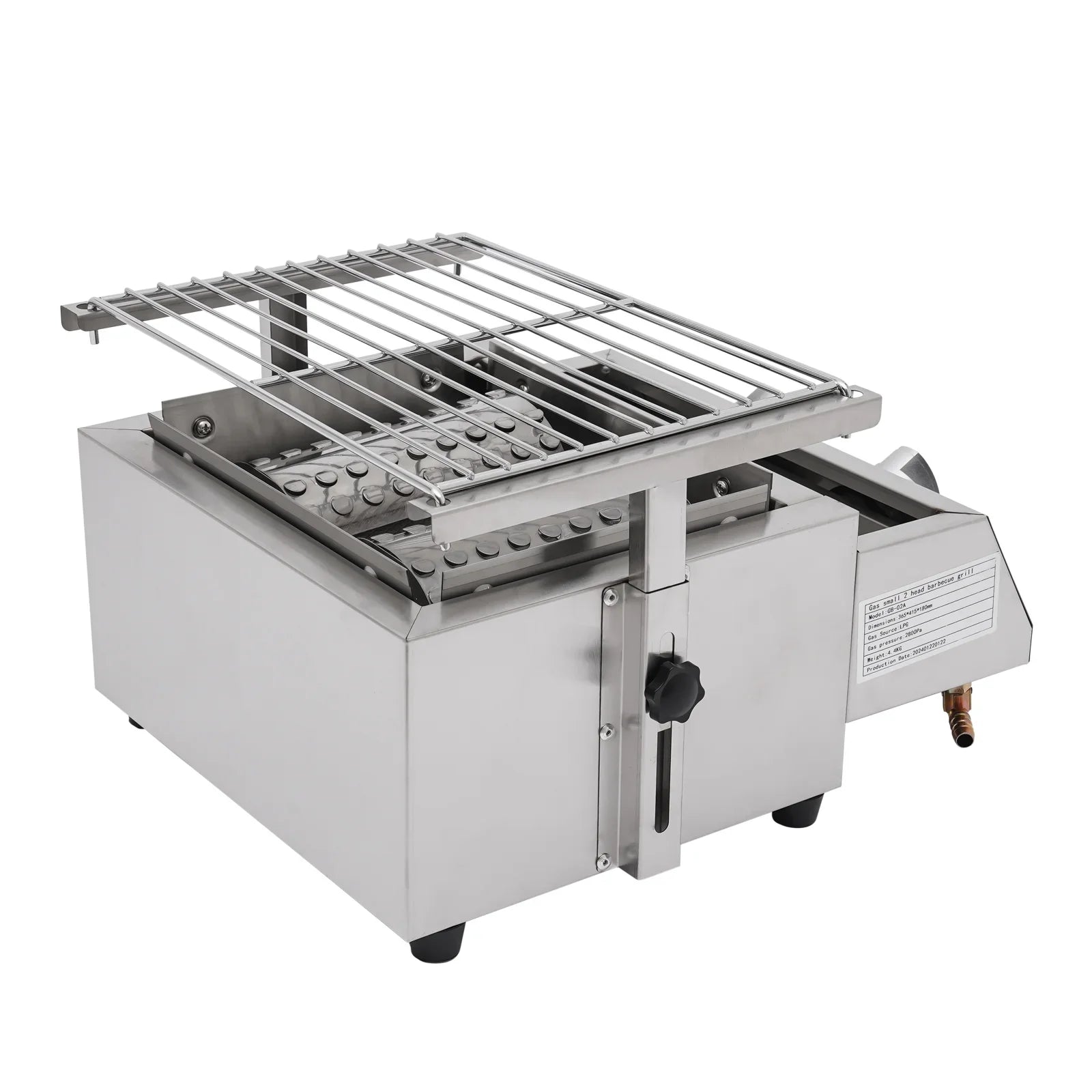 Steel LPG Grill Barbeque Stainless Gas Grill, Sliver 2-Burner for Outdoor Countertop