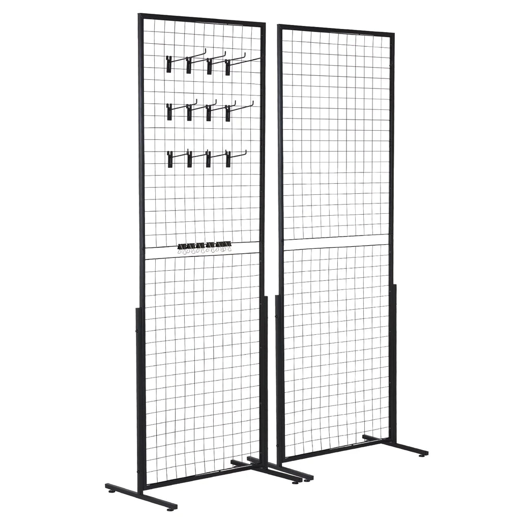 Extra Tower, Clips and for Panels Gridwall BENTISM Gridwall T-Base Grid Wire Display Art Hooks Shows, 2' 2 5.6' Racks Floorstanding, x Panels Packs Wall Double Side Display with Craft Retail with