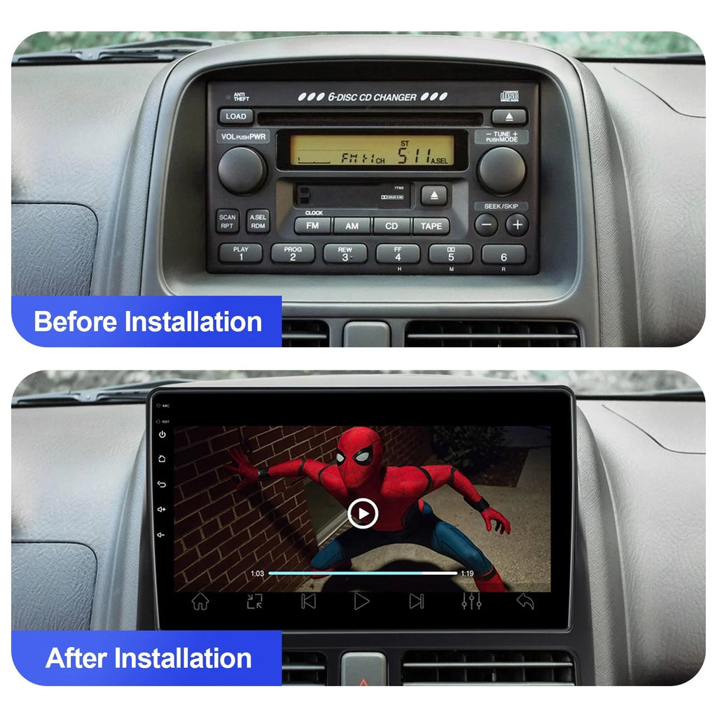 Backup Car Wheel Radio Wireless Android Inch Auto/GPS/Bluetooth/FM/AUX-in/Steering 9 Din TouchScreen 10 Honda with Camera CR-V Stereo 2002-2006 Double Carplay/Android for Built-in Control