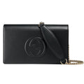 Gucci Bag Cross Leather Wallet Black Body on Soho Chain