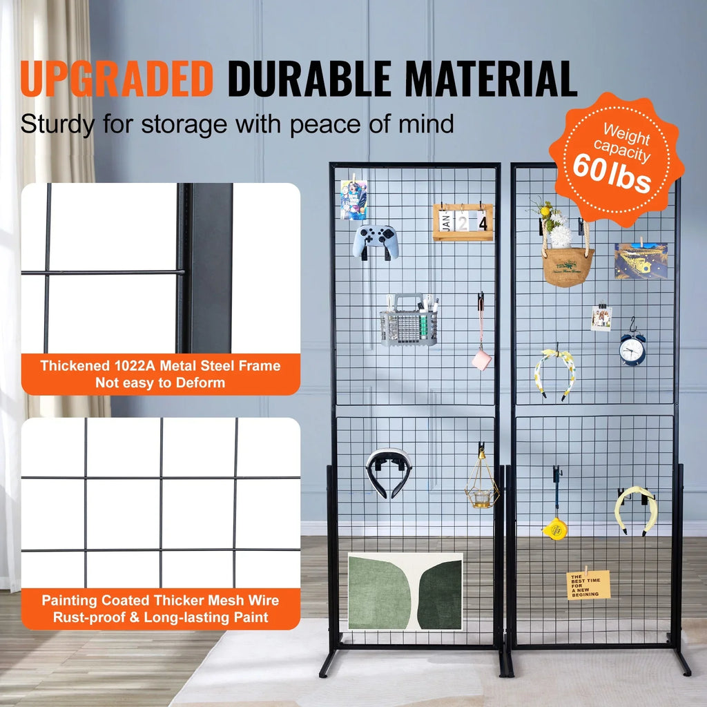 Extra Tower, Clips and for Panels Gridwall BENTISM Gridwall T-Base Grid Wire Display Art Hooks Shows, 2' 2 5.6' Racks Floorstanding, x Panels Packs Wall Double Side Display with Craft Retail with