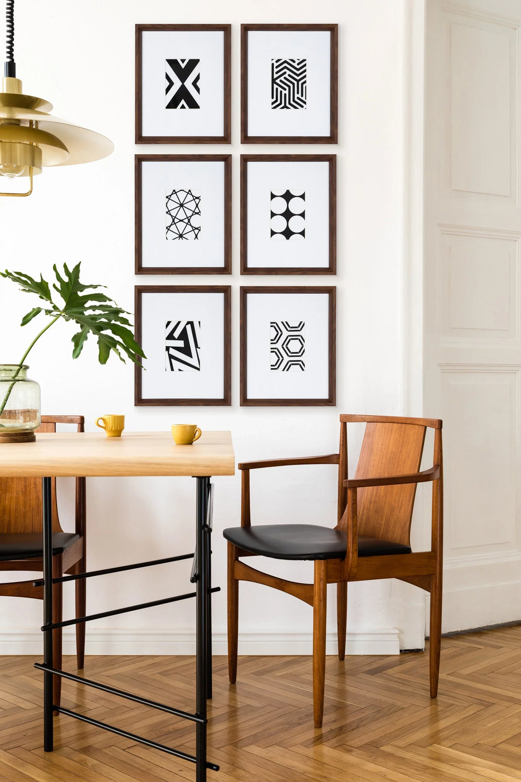 Kate Display Walnut Calder Laurel Framed Abstract Mid-Century of Decor for 6, Wall Art Prints, Modern and Set Brown,
