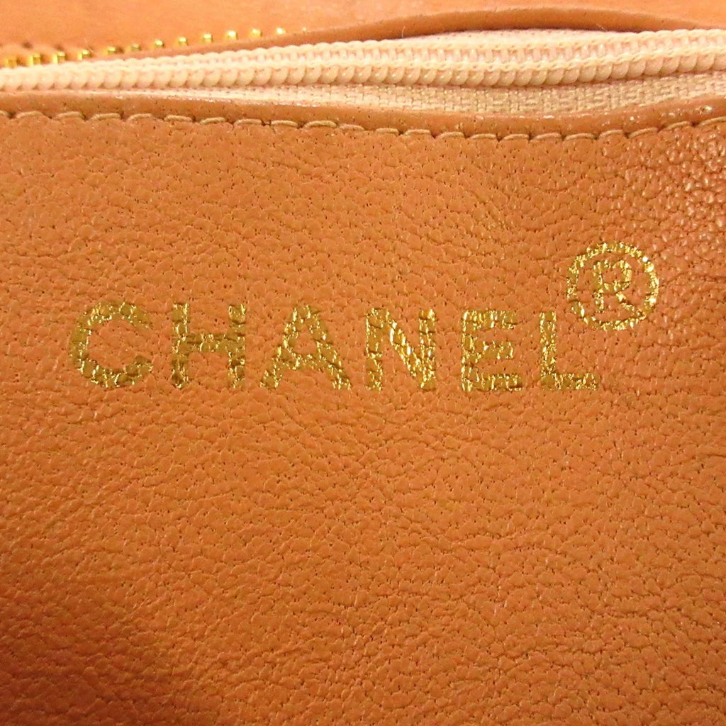 Leather Lambskin Orange Medallion Bag (Good) Pre-Owned Tote Chanel Authenticated Women Tote