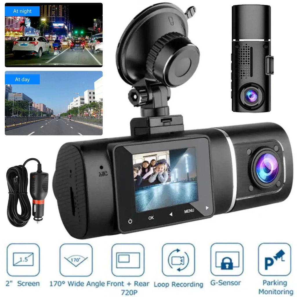 Lens Dash DVR G-Sensor 1080P Dual HD Recorder Car Camera Video Front+Inside Cam