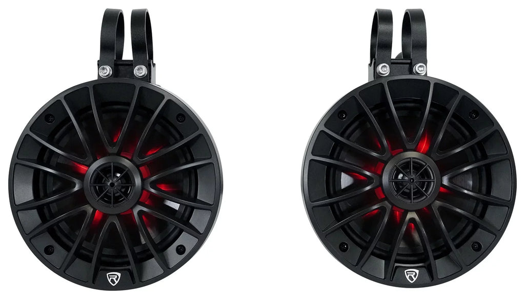 Rockville PT65BR LED 6.5 (4) inch ATV/UTV/RZR Powered For Tower Speakers Bluetooth