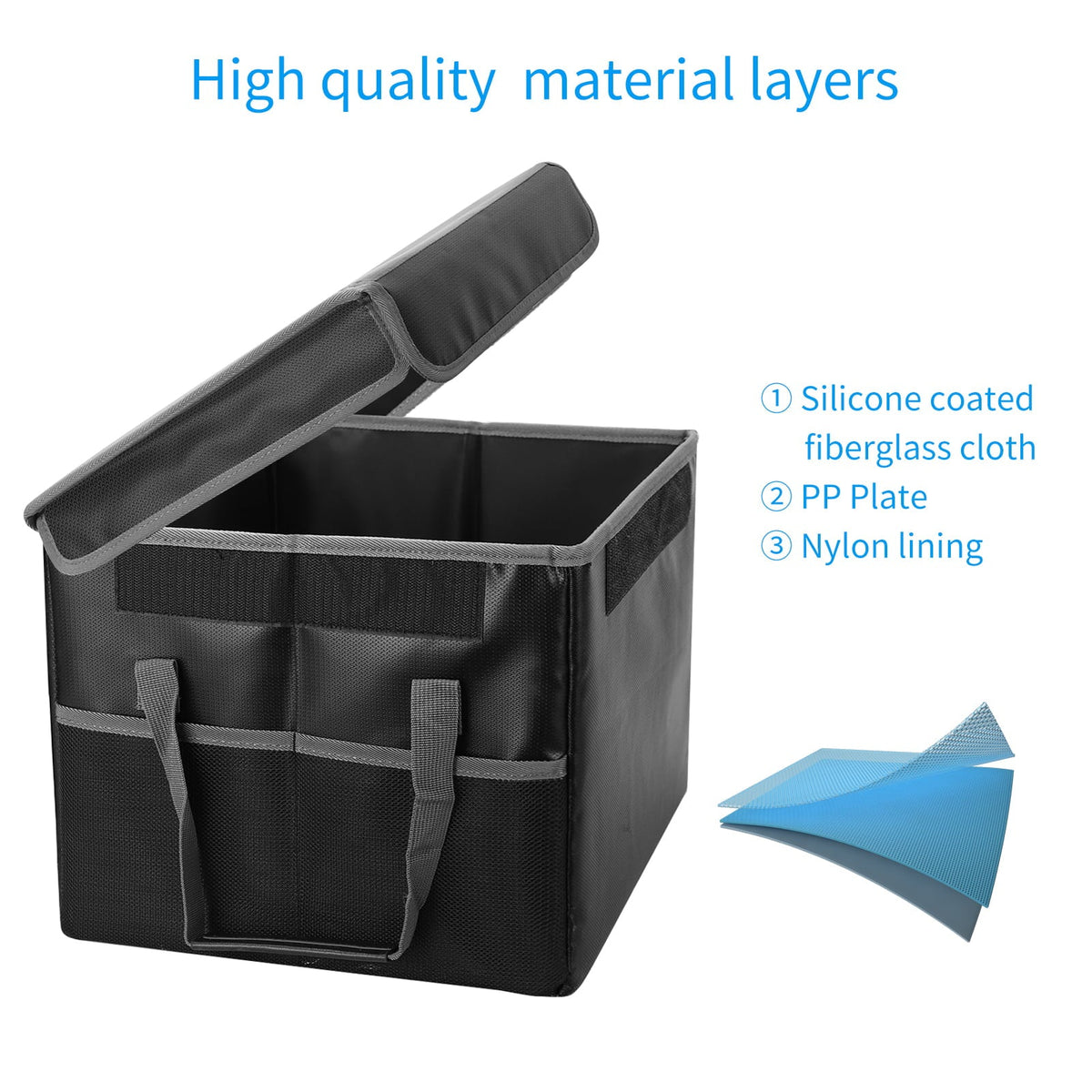 Sturdy and Car, Fireproof Home Ideal Handles for Storage Office with Lid Irfora Waterproof Box,