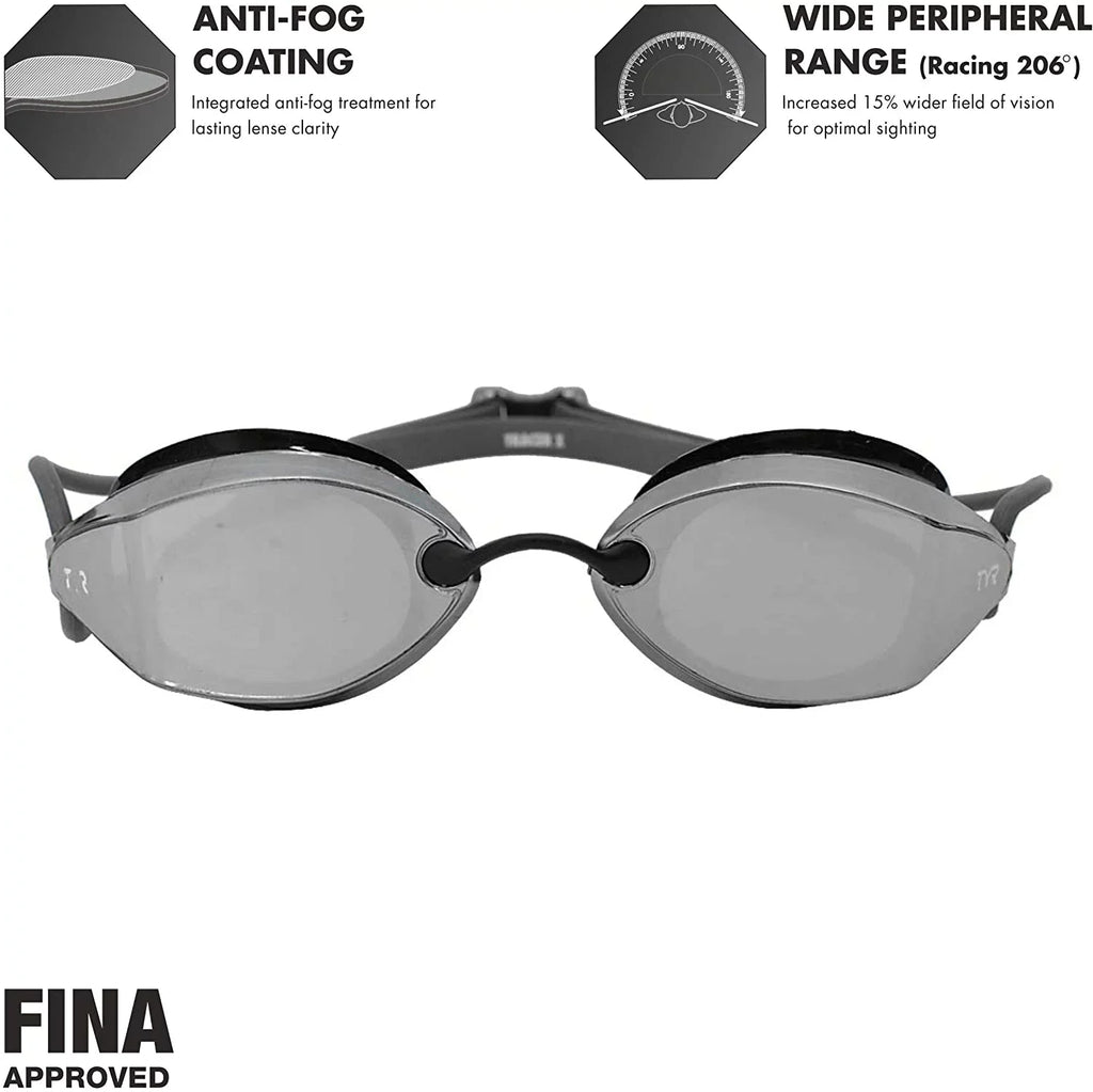 Mirrored Tracer Frame/Silver X Gasket/Silver Lens Goggle BLK Mirror Racing Metallic TYR