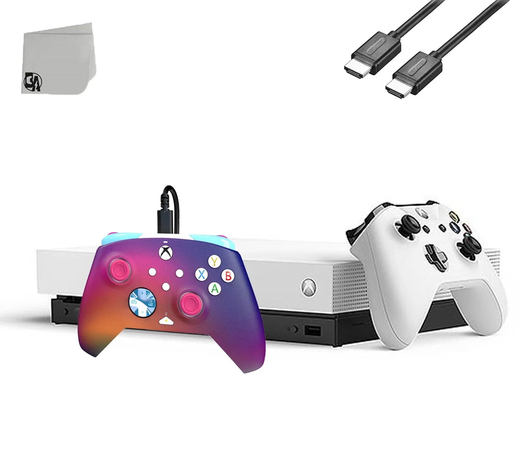 AXTION 1TB Used Console Xbox White Bundle Gaming + 2 BOLT X Microsoft Controller One
