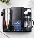 Leather 2 Premium Set Coffee ML Notebook & 500 Personalized French Bag Press Silver & Alerya Candle & Thermos Gift & Filter Black