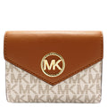 Carmen Kors Wallet Vanilla/Acorn Ladies Logo Envelope Michael - Signature Medium Tri-Fold