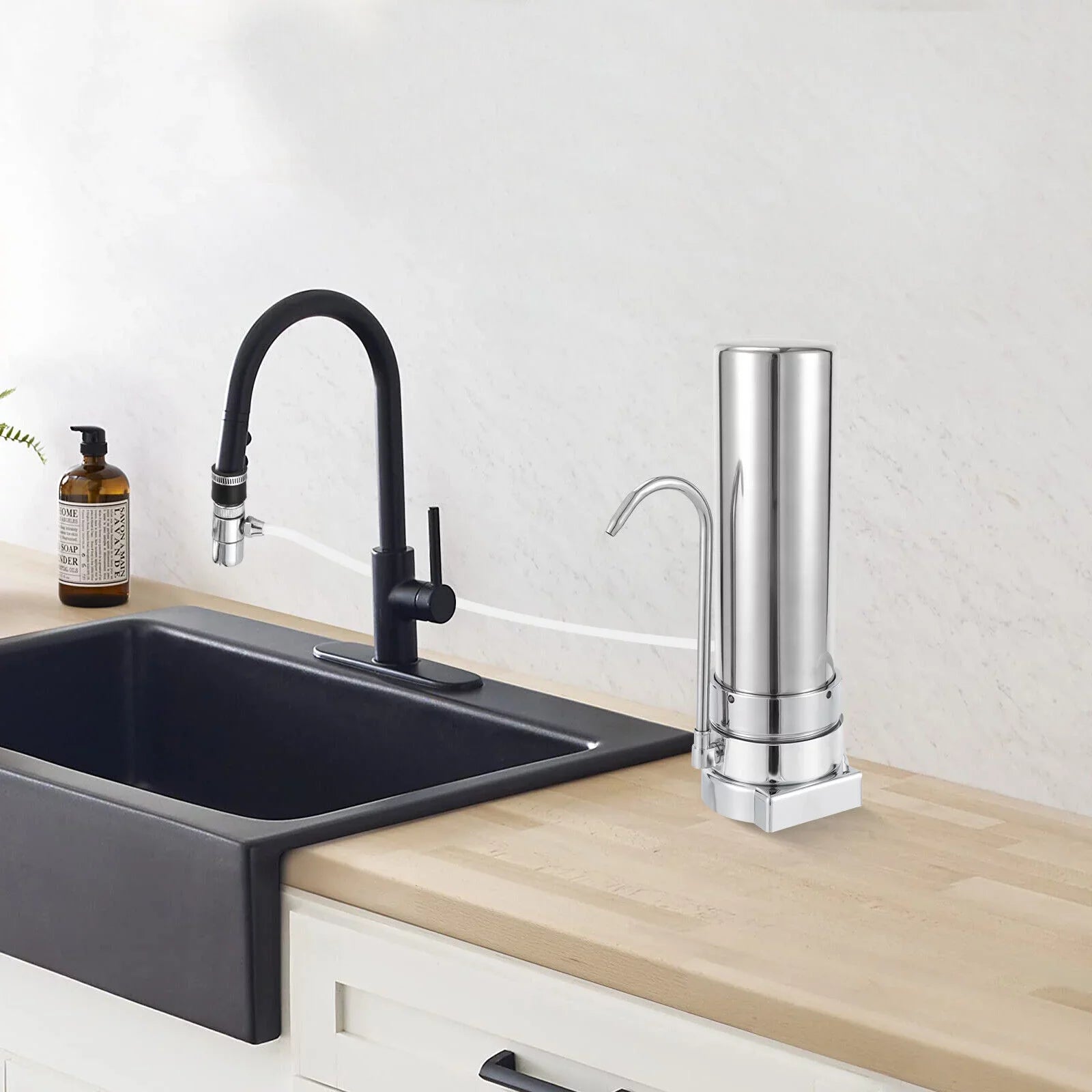 Tap System Drinking Filter Filtration Countertop Silver Water Stainless Filter Sink