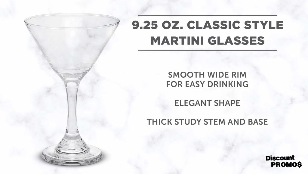 Martini 10, Clear Glasses Events oz. Wedding Cocktails, Classic - Great - 9.25 Pack Party Set Favors, Bulk of Favors, for
