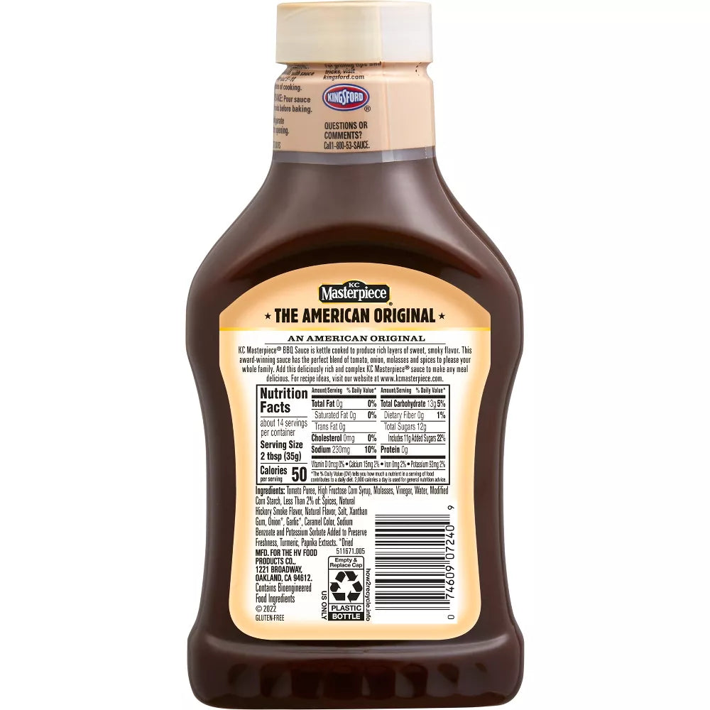 18 Sauce, case. Barbeque Original per Ounce 6 Masterpiece -- KC