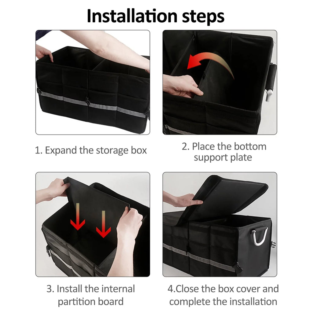 Strip, Folding Automotive Organizer, Organizer Trunk Andoer Storage Cargo Reflective with Oxford Car Capacity, 28L fabric Box