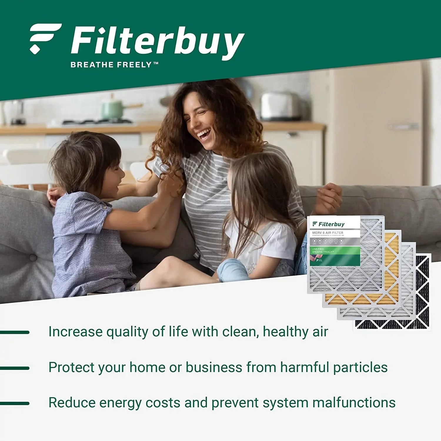 (2-Pack) Furnace AC HVAC Filterbuy atmospheric MERV 8 Filters 20x24x2 Pleated