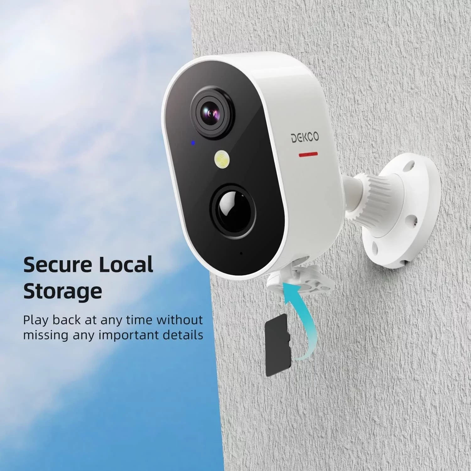 Motion Camera Wireless Siren,Rechargeable Outdoor /Indoor Security Battery Vision DEKCO & with Spotlight Color Detection 2K Night 2-Way WiFi Audio Surveillance Camera with Home Powered