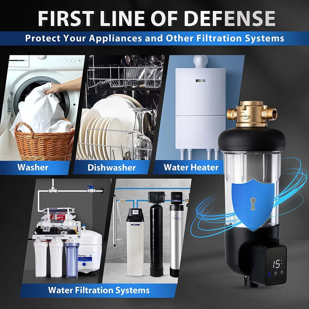 Housing, Size, Module, Microns 50 Spin-Down Auto Capacity, Touch-Screen Clear Large Reusable WSP50ARJ Jumbo Top iSpring Filter, Flushing Sediment Water Upgraded Brass with