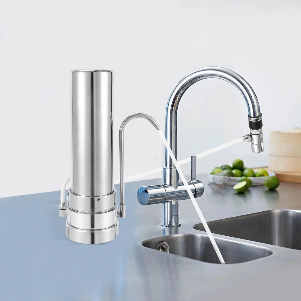 Tap System Drinking Filter Filtration Countertop Silver Water Stainless Filter Sink