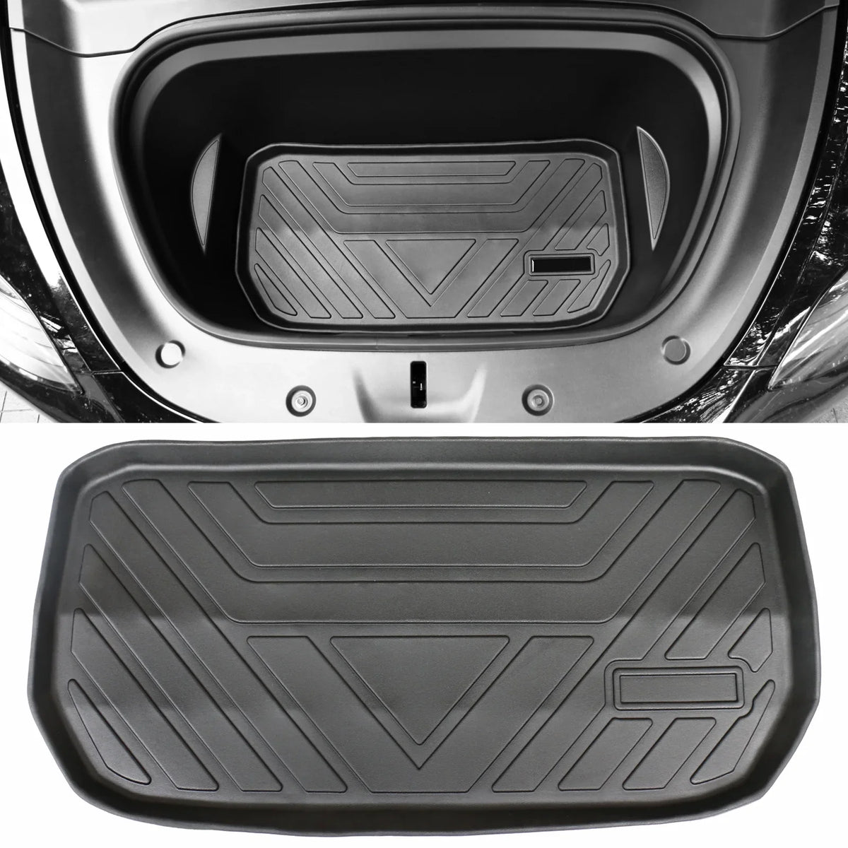 Mats Under Liner Liner TPE Trunk Compatible All 2020-2023 Anti-Slip Ikon Weather Mat Accessories Trunk Tesla Motorsports Waterproof Storage Y with Cargo Interior Cargo Black 3PCS Frunk Model