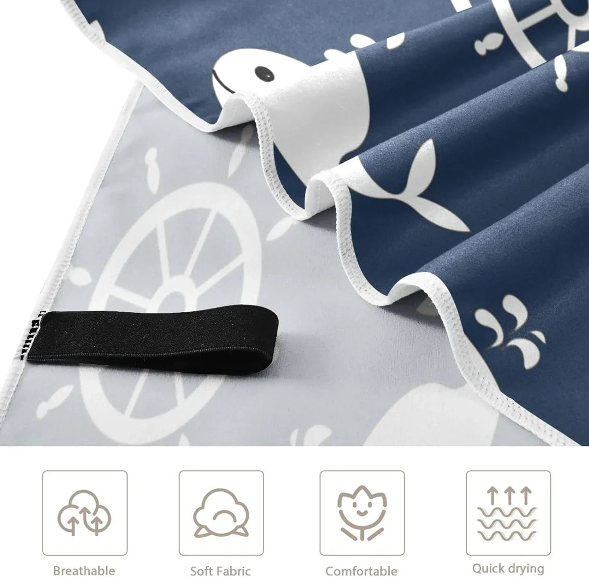Super Swimming Retro Bestwell Towel Compact Cartoon Towels Dry Whale Camping Holiday - Travel Lightweight Anchor Beach （429） for Towel Quick Absorbent Oversized -